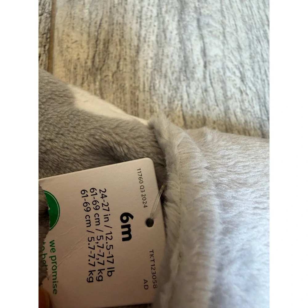 Carters Pram Suit Snowsuit 6 Months 6M Grey Sheep Fleece Hooded Footed NWT Baby